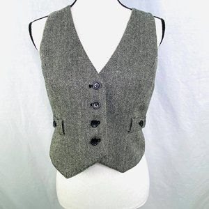 LOFT Herringbone Tweed Gray Button Suit Vest  6